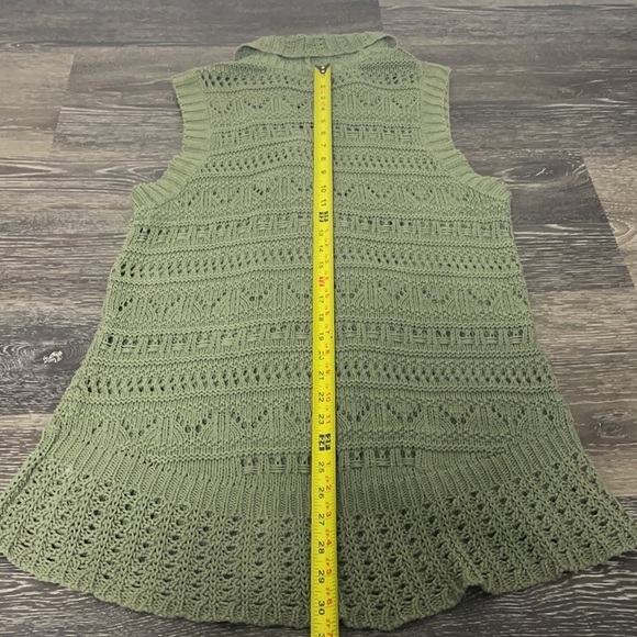 Vintage Crocheted Knitted Sage Green Sweater Vest by Sonoma Life + Style - Picture 14 of 16